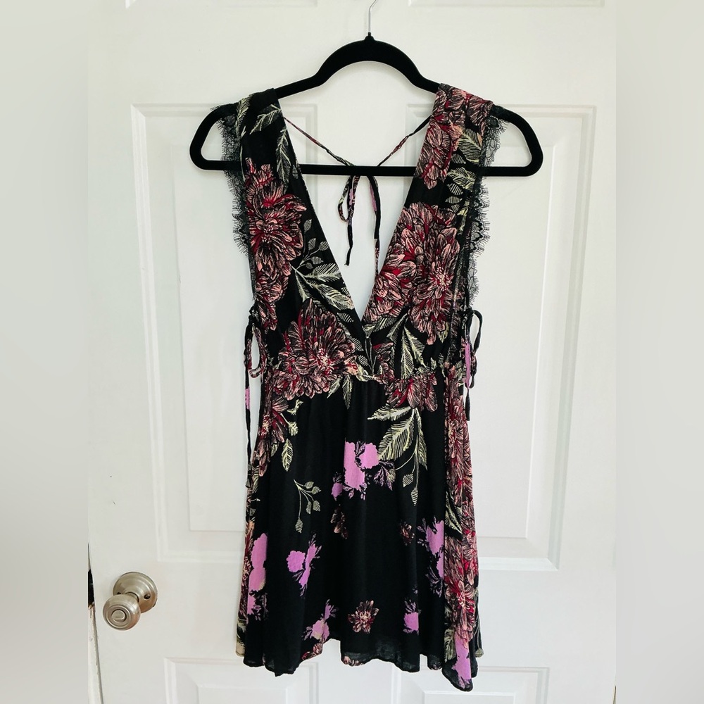Free People Marnie Babydoll Floral Print Mini Dress Backless Beachy Boho Size S - Picture 11 of 15